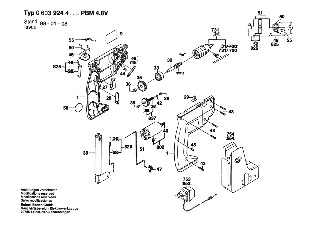 Bosch PBM 4.8 V / 0603924442 / GB 4.8 Volt Spare Parts