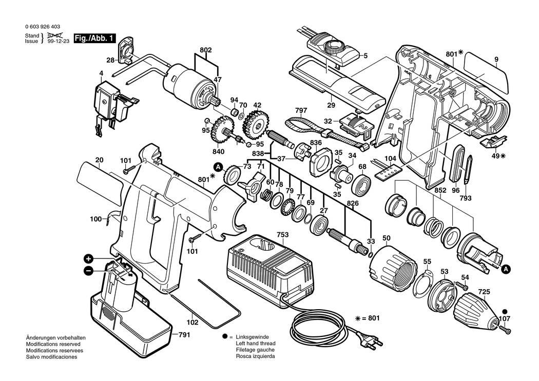 Bosch PSB 9.6 VSP-2 / 0603926466 / EU 9.6 Volt Spare Parts