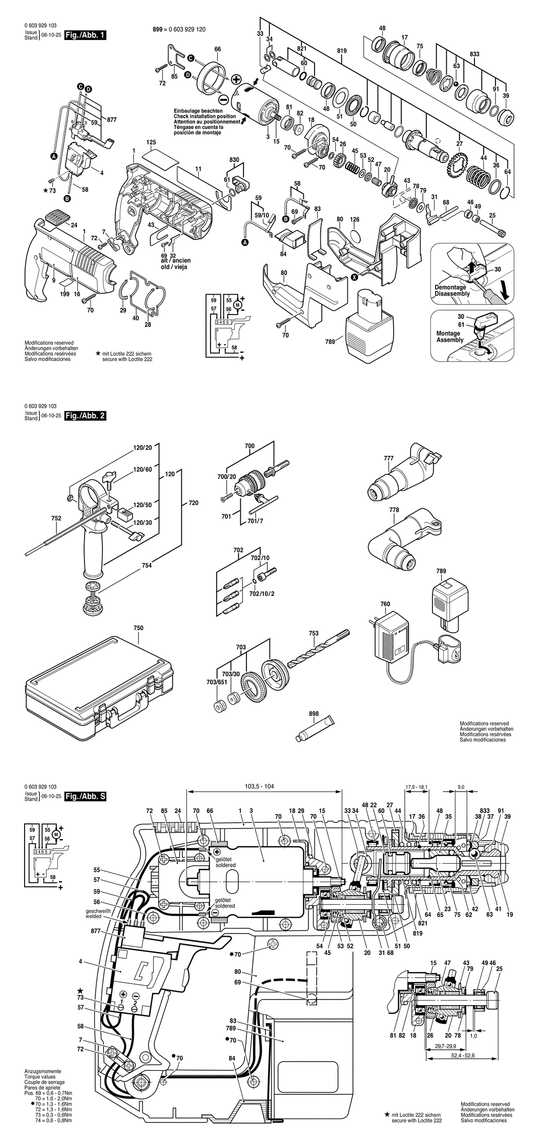 Bosch PBH 12 VR / 0603929103 / EU 12 Volt Spare Parts