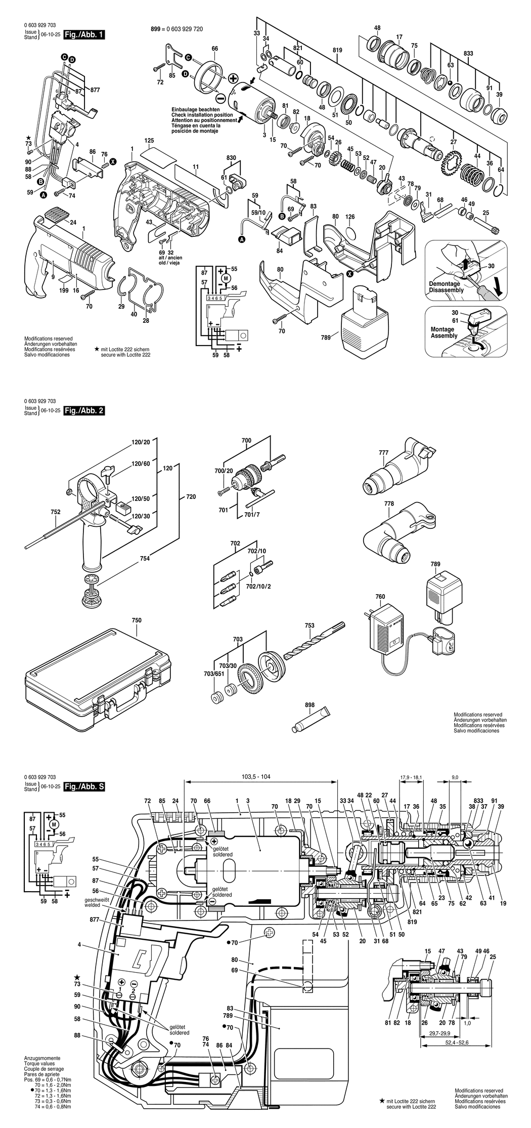 Bosch PBH 12 VRE / 0603929703 / EU 12 Volt Spare Parts