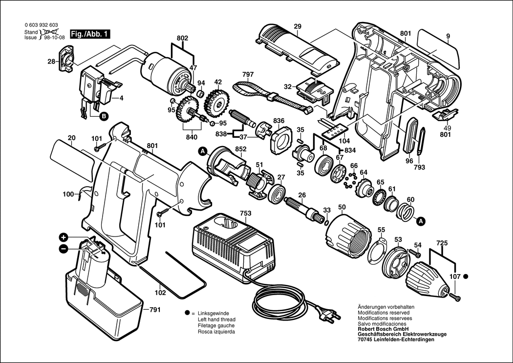 Bosch PSR 7.2 VES-2 / 0603932642 / GB 7.2 Volt Spare Parts