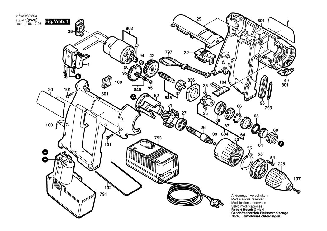 Bosch PSR 9.6 VES-2 / 0603932803 / EU 9.6 Volt Spare Parts