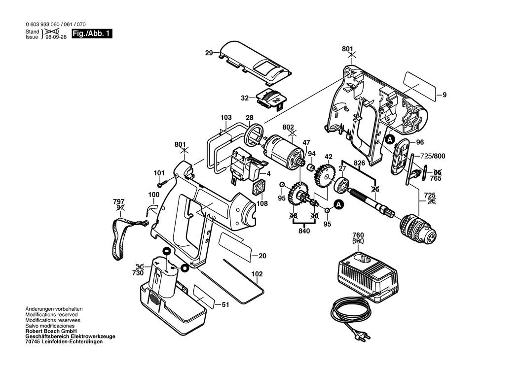 Bosch PBM 7.2 V-2 / 0603933070 / GB 7.2 Volt Spare Parts