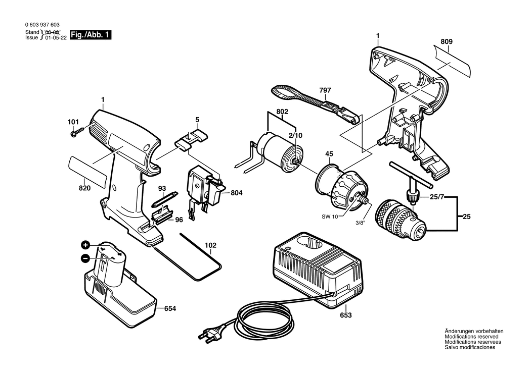 Bosch PSR 9.6 VE / 0603937666 / EU 9.6 Volt Spare Parts