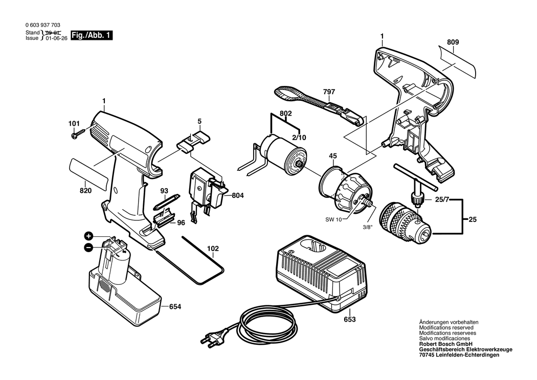 Bosch PSR 7.2 VE / 0603937703 / EU 7.2 Volt Spare Parts