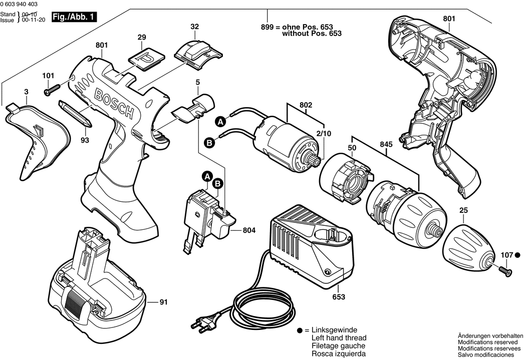 Bosch PSR 14.4 VE-2 / 0603940468 / S 14.4 Volt Spare Parts