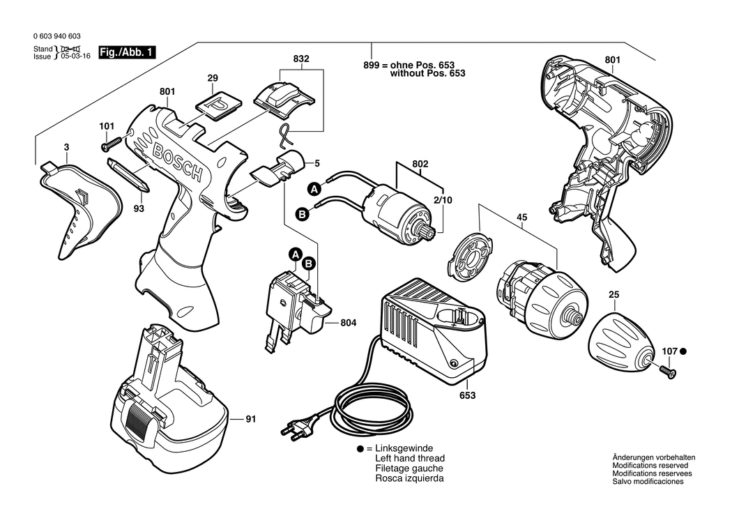 Bosch PSR 9.6 VE-2 / 0603940650 / I 9.6 Volt Spare Parts