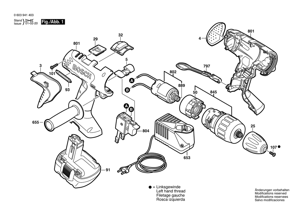 Bosch PSB 14.4 VE-2 / 0603941420 / EU 14.4 Volt Spare Parts