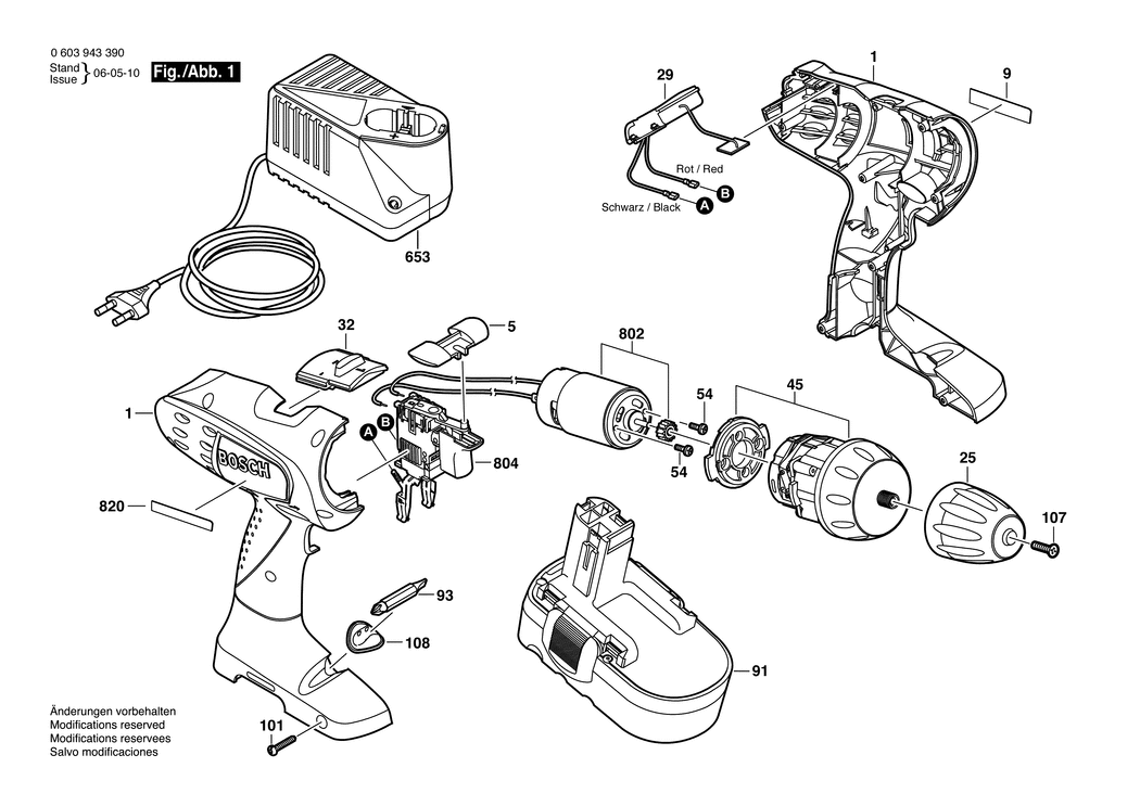 Bosch PSR 18 VE-2 / 0603943390 / EU 18 Volt Spare Parts