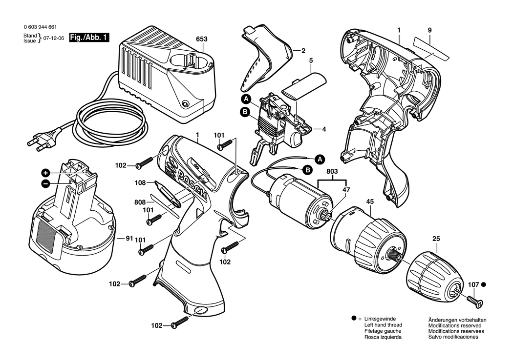 Bosch PSR 960 / 0603944661 / EU 9.6 Volt Spare Parts