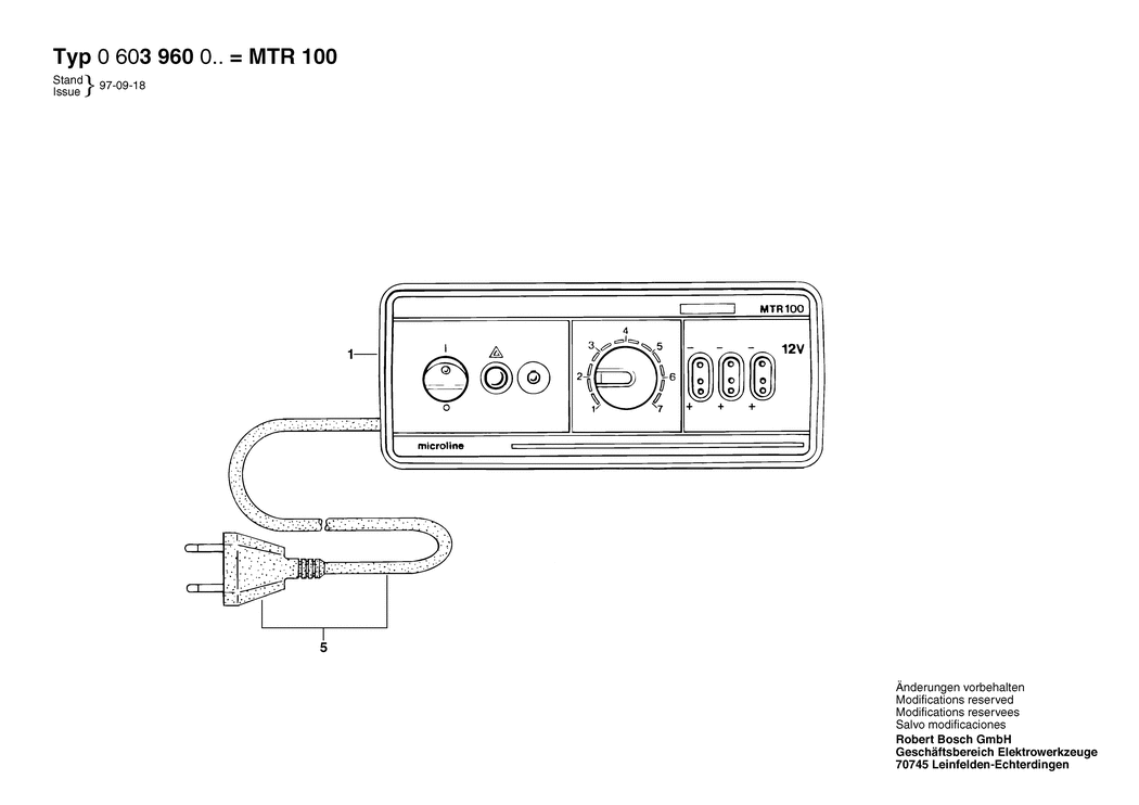 Bosch MTR 100 / 0603960042 / GB 240 Volt Spare Parts