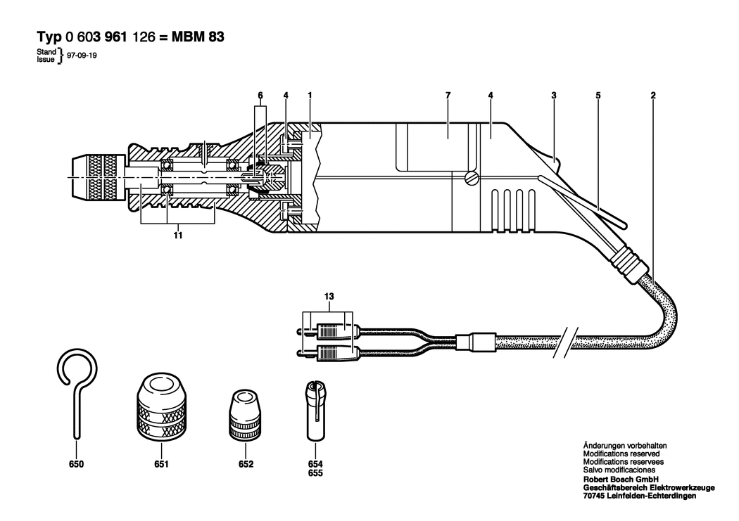 Bosch MBM 42 / 0603961003 / EU 220 Volt Spare Parts