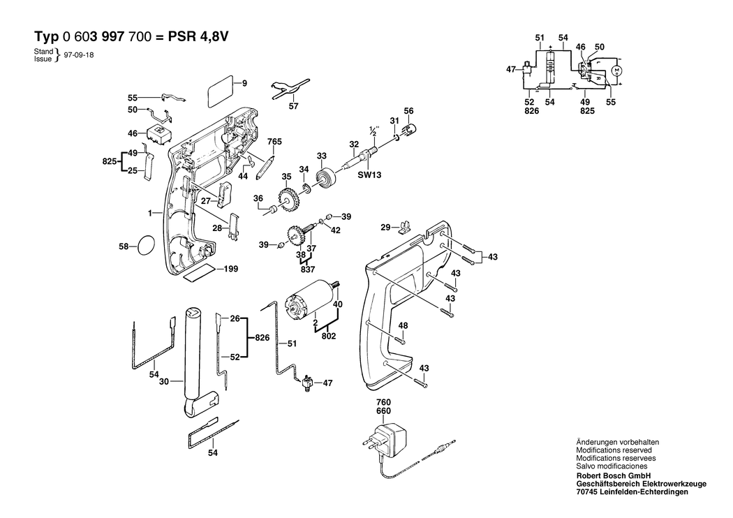 Bosch PSR 4.8 V / 0603997700 / --- 4.8 Volt Spare Parts