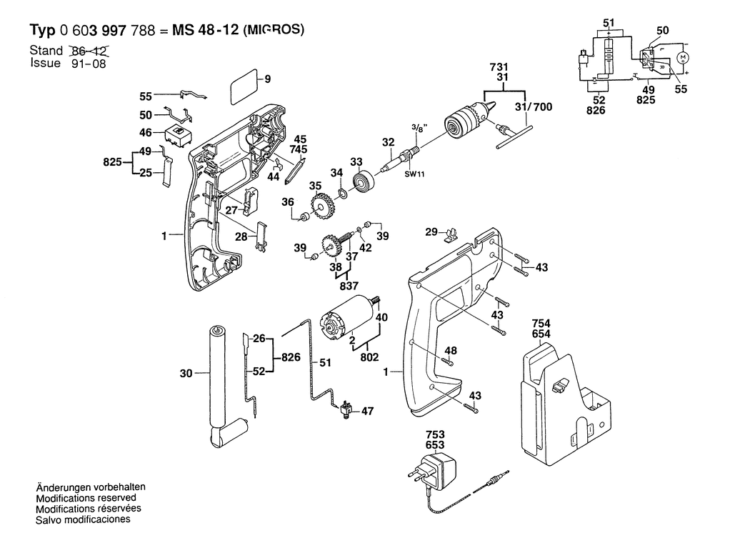 Bosch MS 48-12 / 0603997788 / CH 4.8 Volt Spare Parts