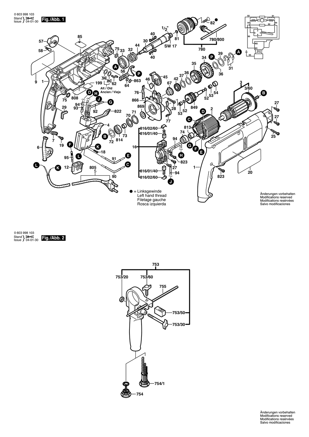 Bosch CSB 6-20 RE / 0603998103 / EU 230 Volt Spare Parts