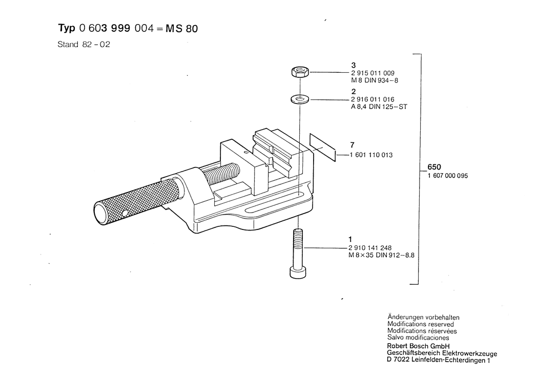 Bosch SG 2 / 0603999004 / --- Spare Parts