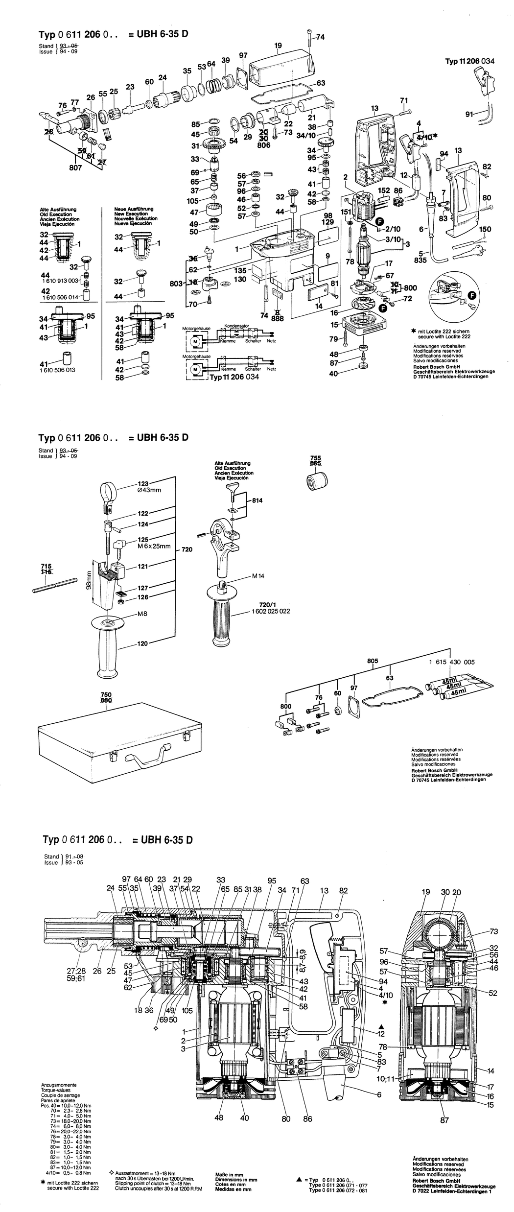 Bosch UBH 6/35 D / 0611206032 / CH 220 Volt Spare Parts