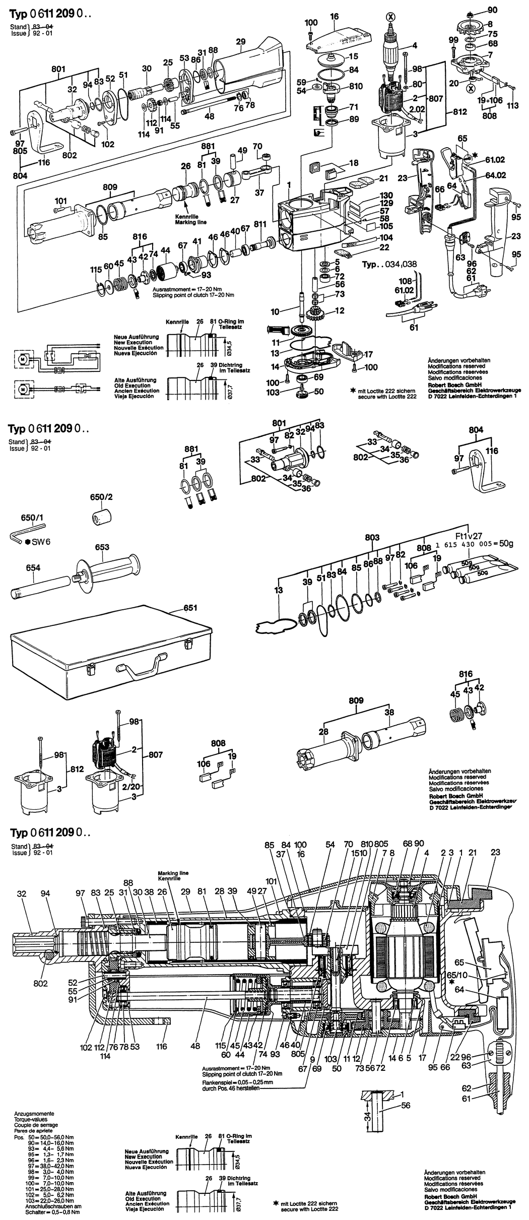 Bosch UBH 12/50 / 0611209003 / EU 220 Volt Spare Parts