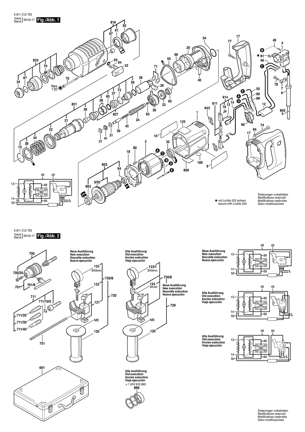 Bosch 510 / 0611212681 / CH 220 Volt Spare Parts