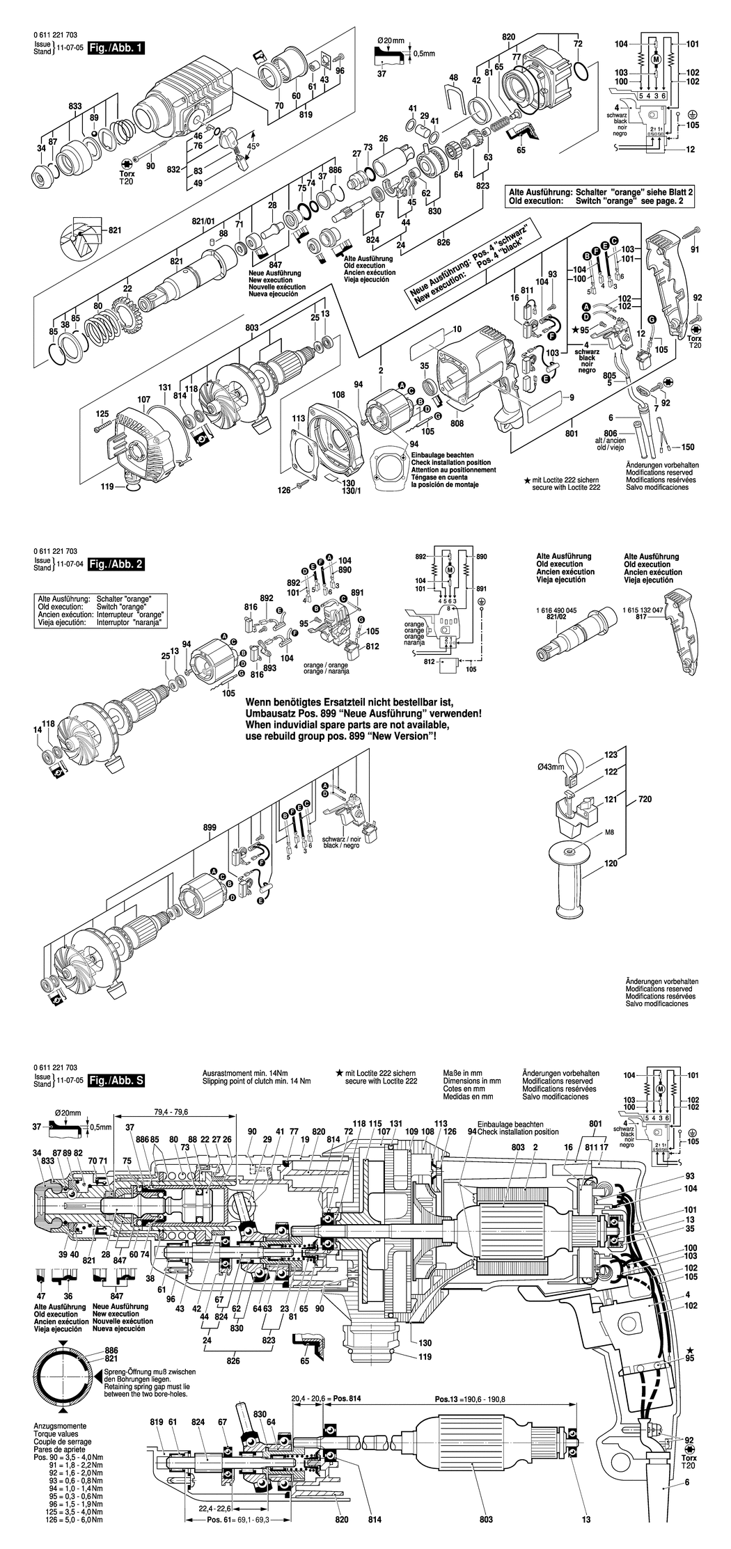 Bosch GAH 500 DSR / 0611221703 / EU 230 Volt Spare Parts