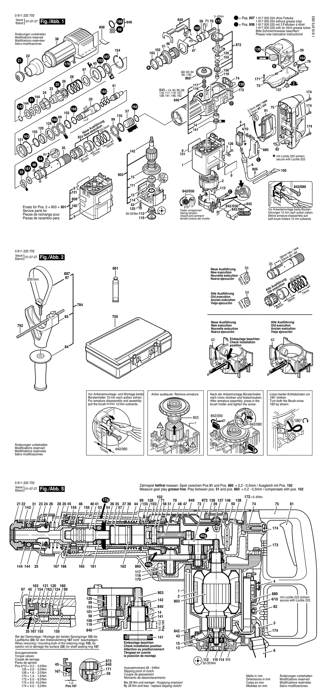 Bosch GBH 10 DC / 0611223742 / GB 240 Volt Spare Parts