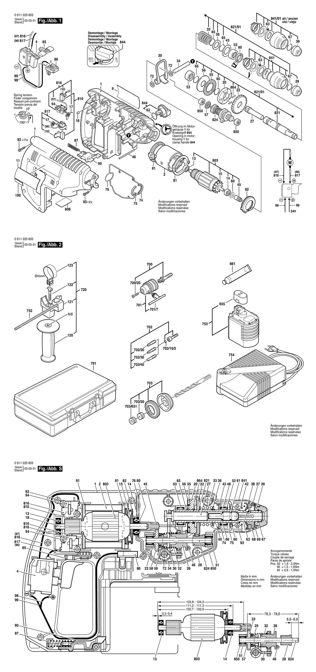 Bosch GBH 24 VRE / 0611225642 / GB 24 Volt Spare Parts