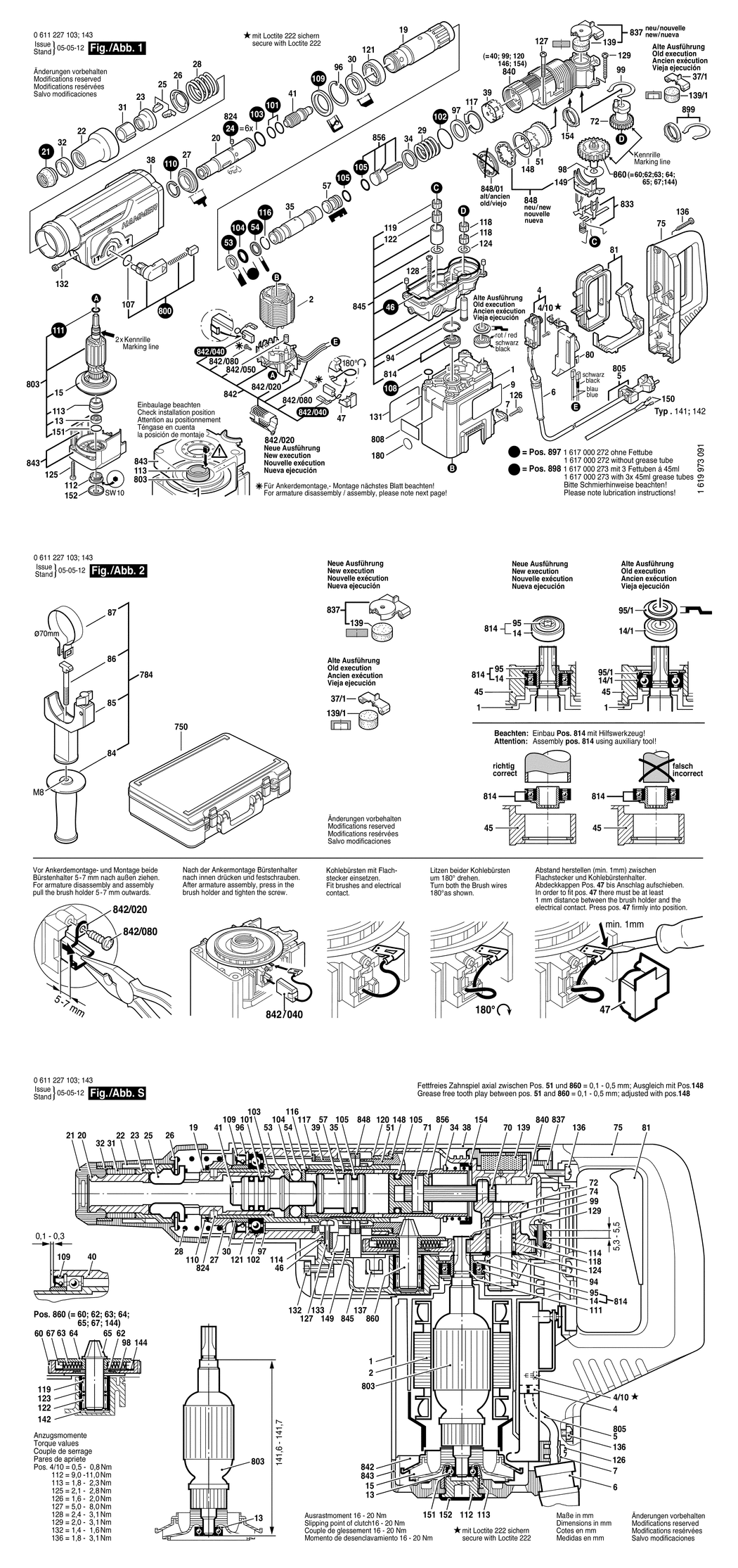 Bosch GBH 38 / 0611227132 / CH 230 Volt Spare Parts