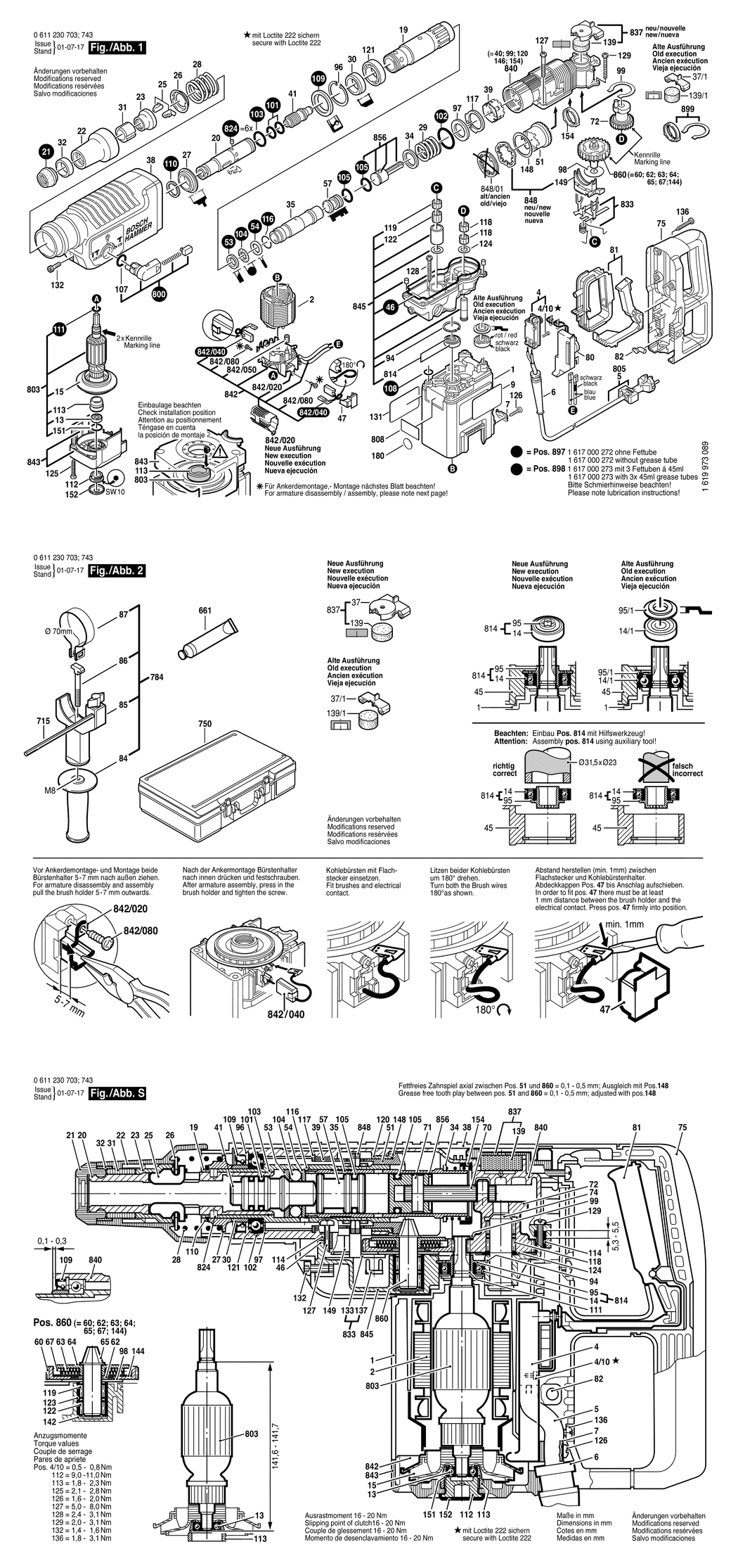 Bosch GBH 5 DCE / 0611230741 / GB 110 Volt Spare Parts