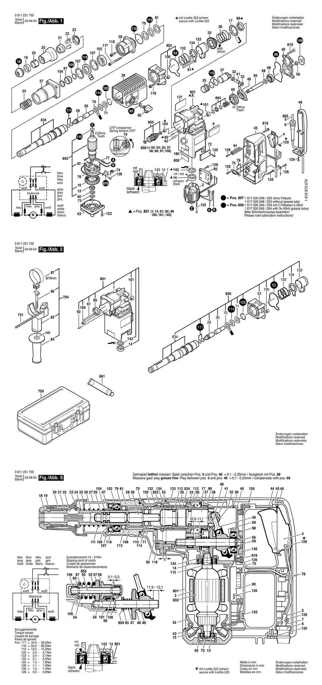 Bosch GBH 8 DCE / 0611231703 / EU 230 Volt Spare Parts