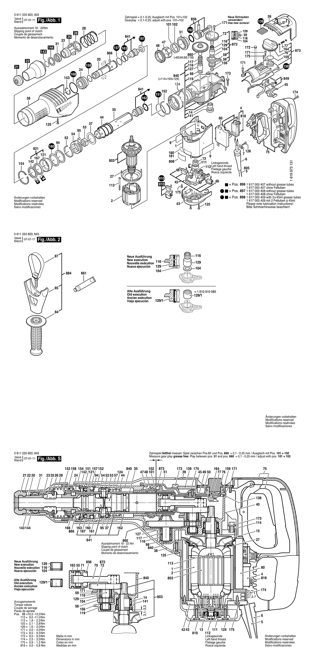 Bosch GBH 7-45 DE / 0611235842 / GB 240 Volt Spare Parts