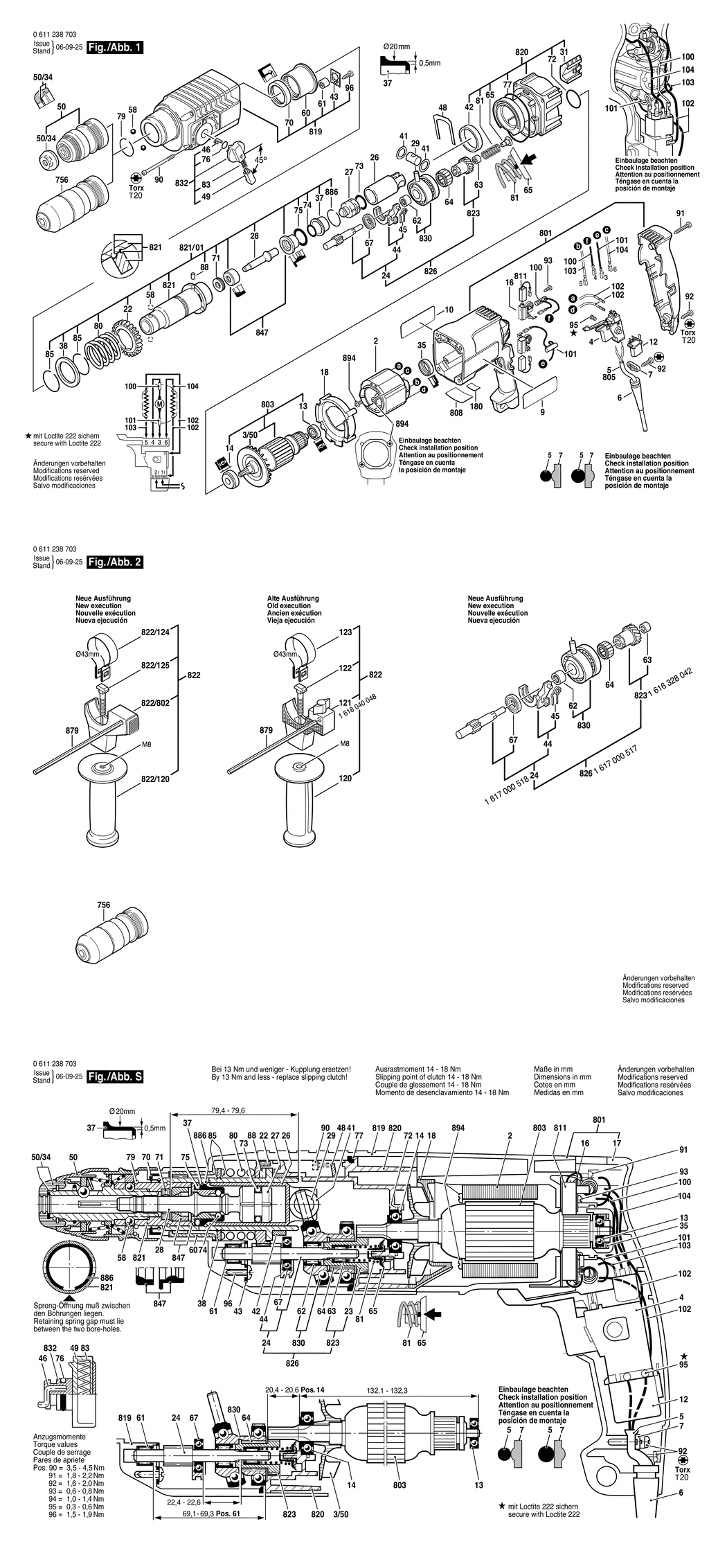 Bosch GBH 2-24 DFR / 0611238750 / I 230 Volt Spare Parts