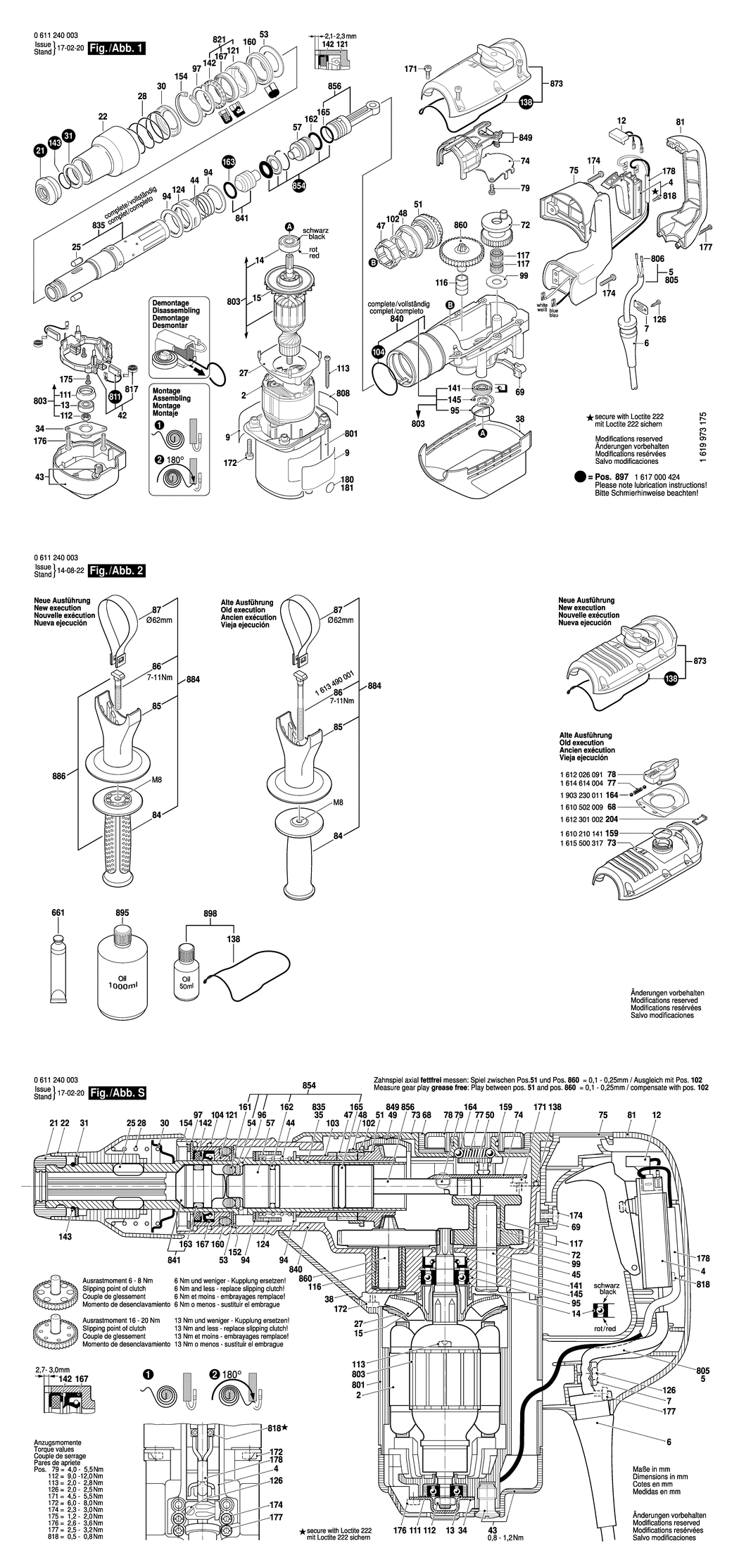Bosch GBH 5-38 D / 0611240041 / GB 110 Volt Spare Parts