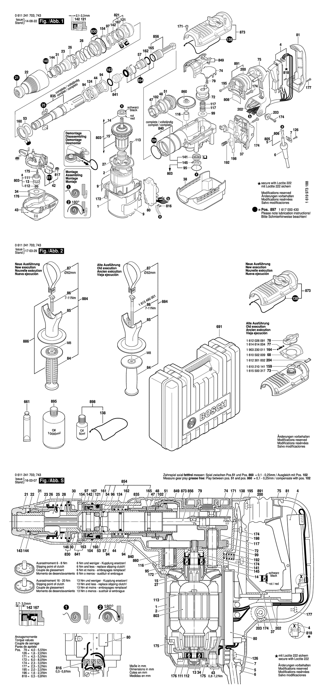 Bosch GBH 5-40 DE / 0611241750 / I 230 Volt Spare Parts