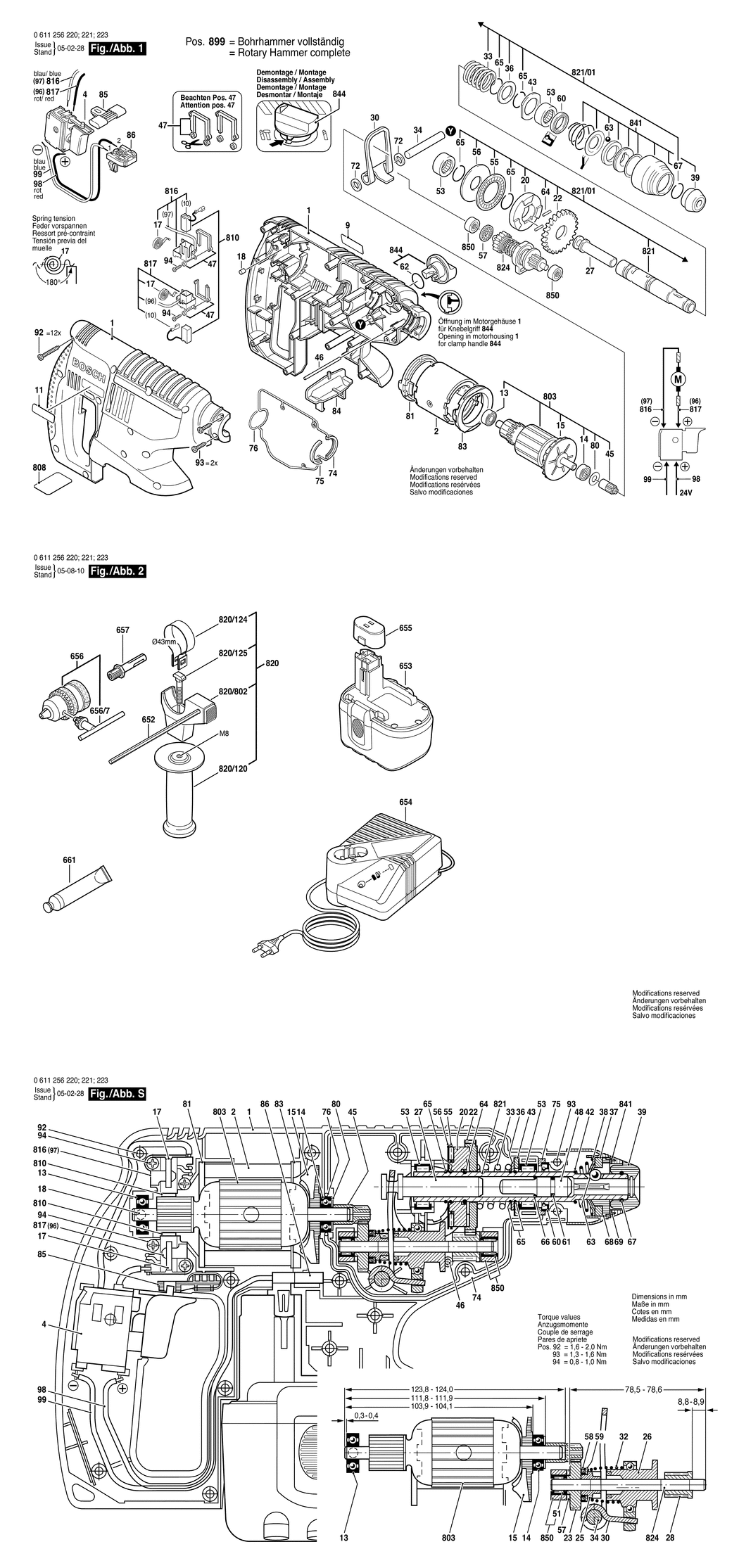 Bosch GBH 24 V / 0611256220 / EU 24 Volt Spare Parts