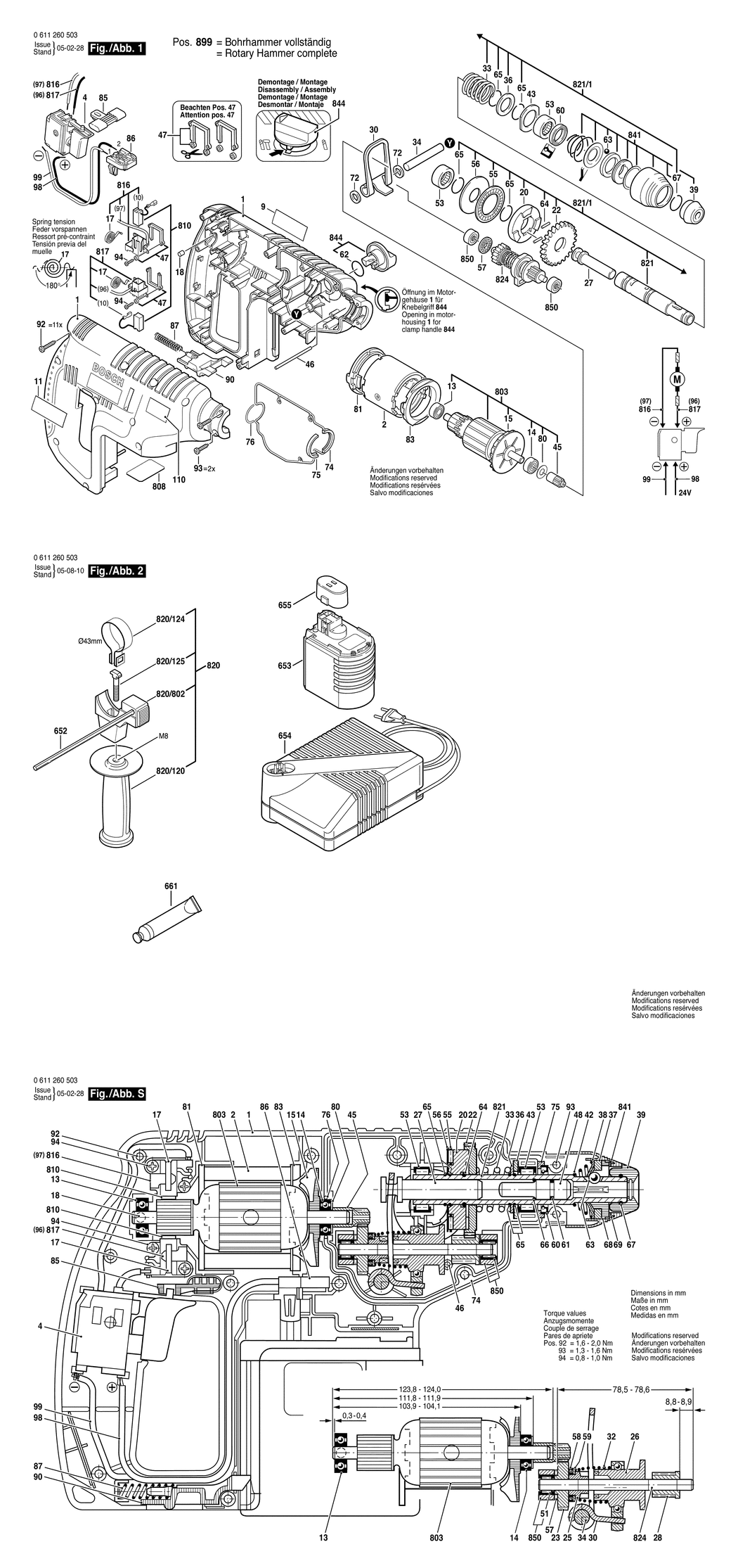 Bosch GBH 24 VRE / 0611260503 / EU 24 Volt Spare Parts