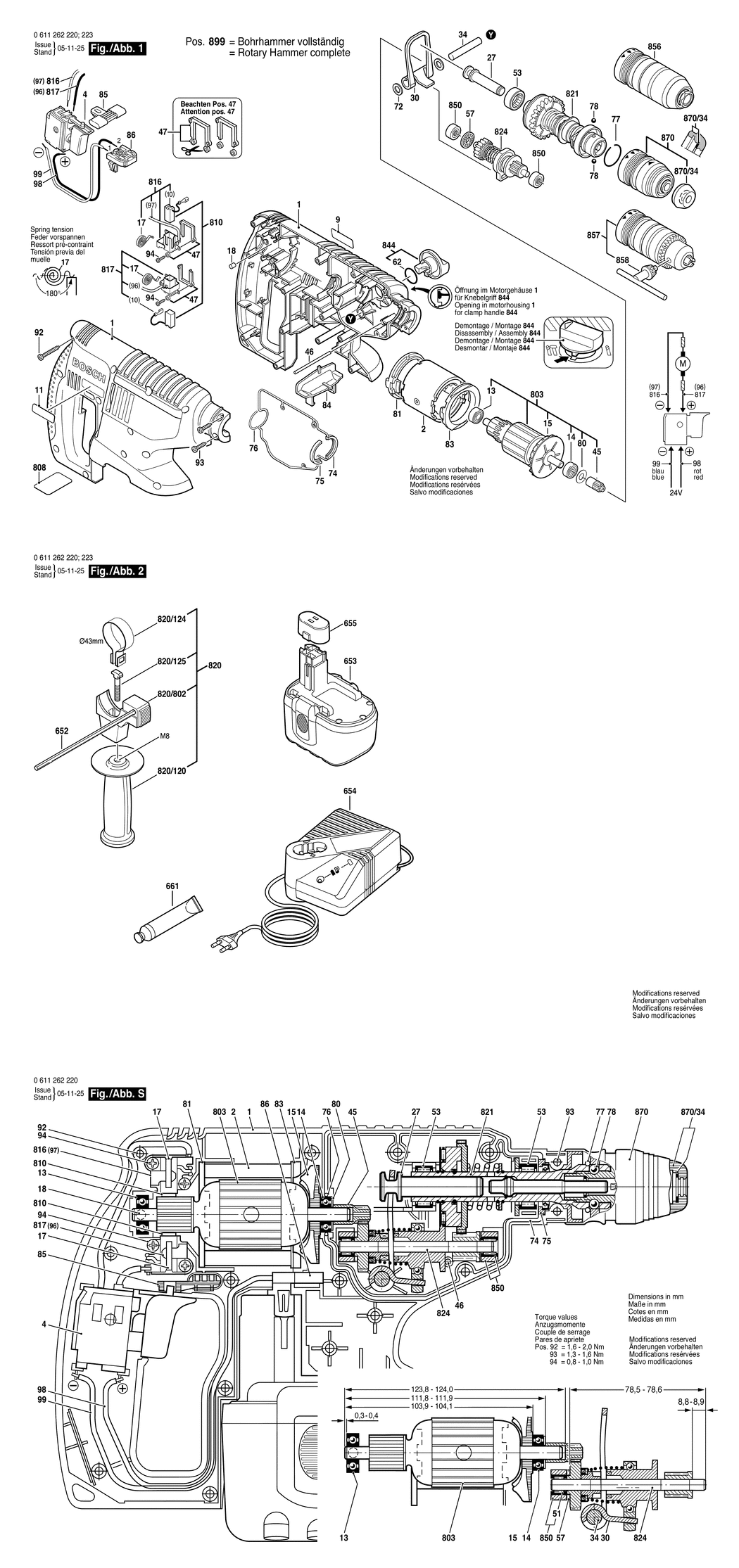 Bosch GBH 24 VF / 0611262220 / EU 24 Volt Spare Parts