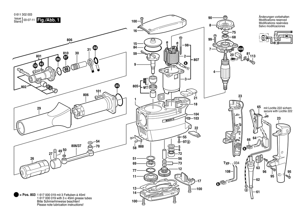 Bosch ---- / 0611302001 / EU 110 Volt Spare Parts