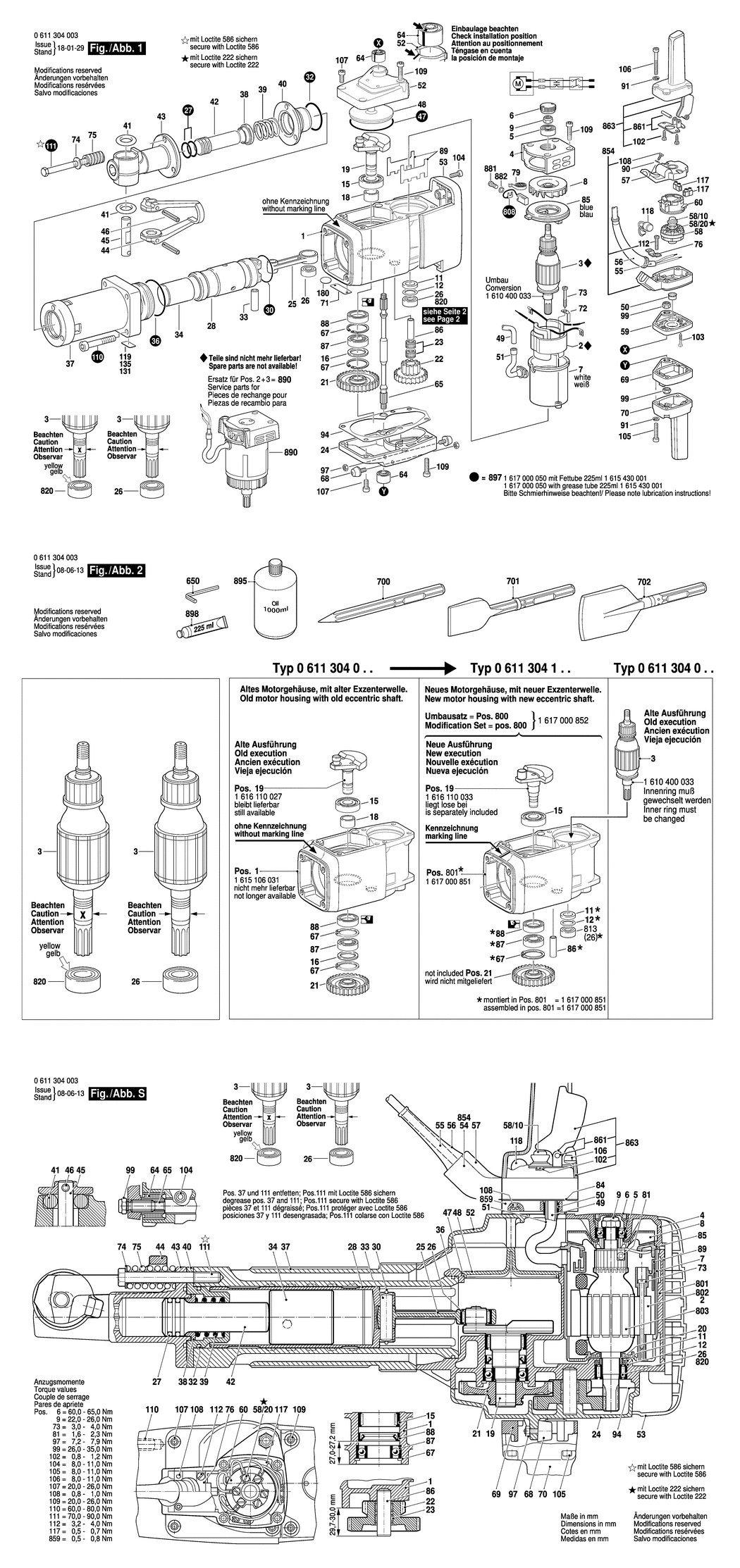 Bosch USH 27 / 0611304050 / I 220 Volt Spare Parts