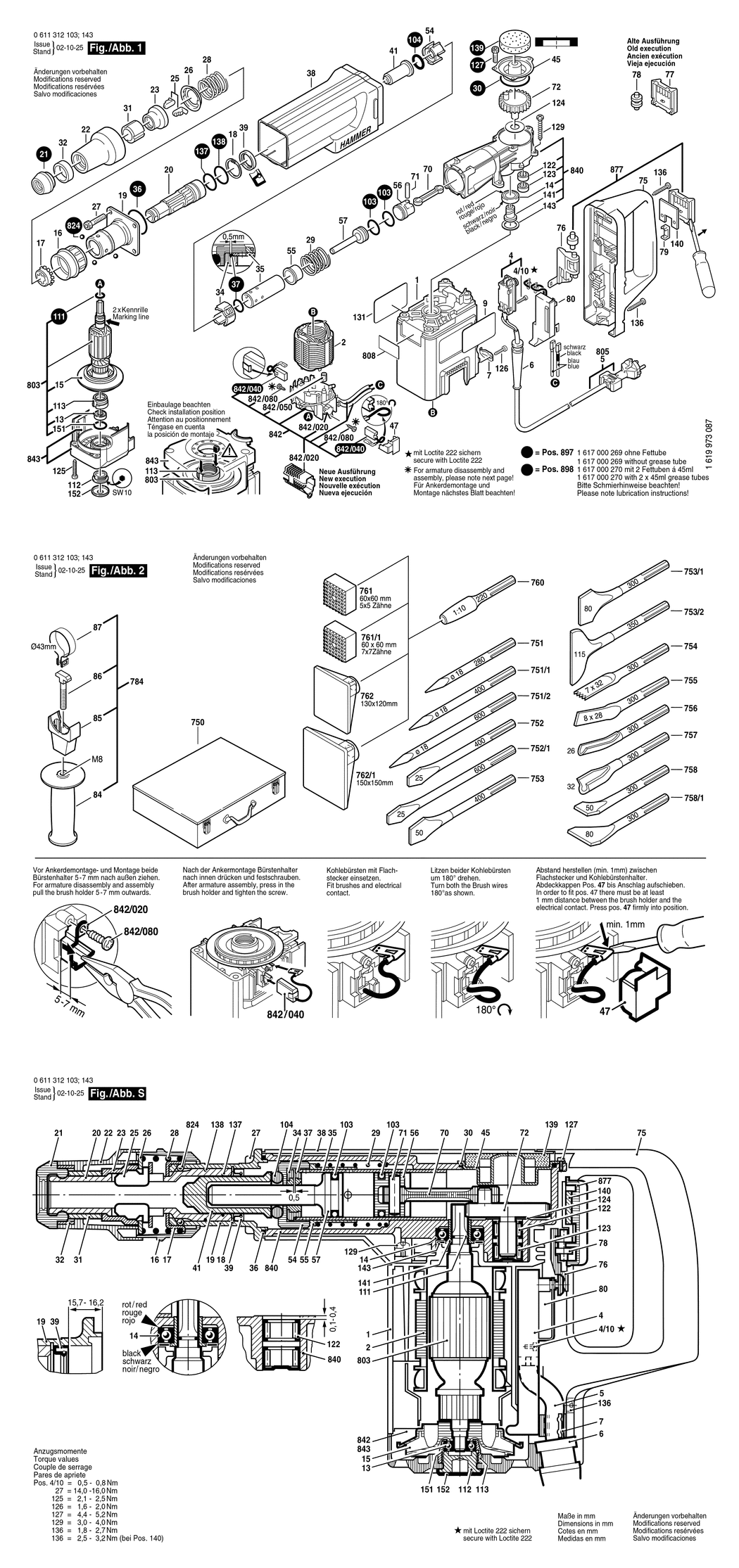 Bosch GSH 4 / 0611312132 / CH 230 Volt Spare Parts