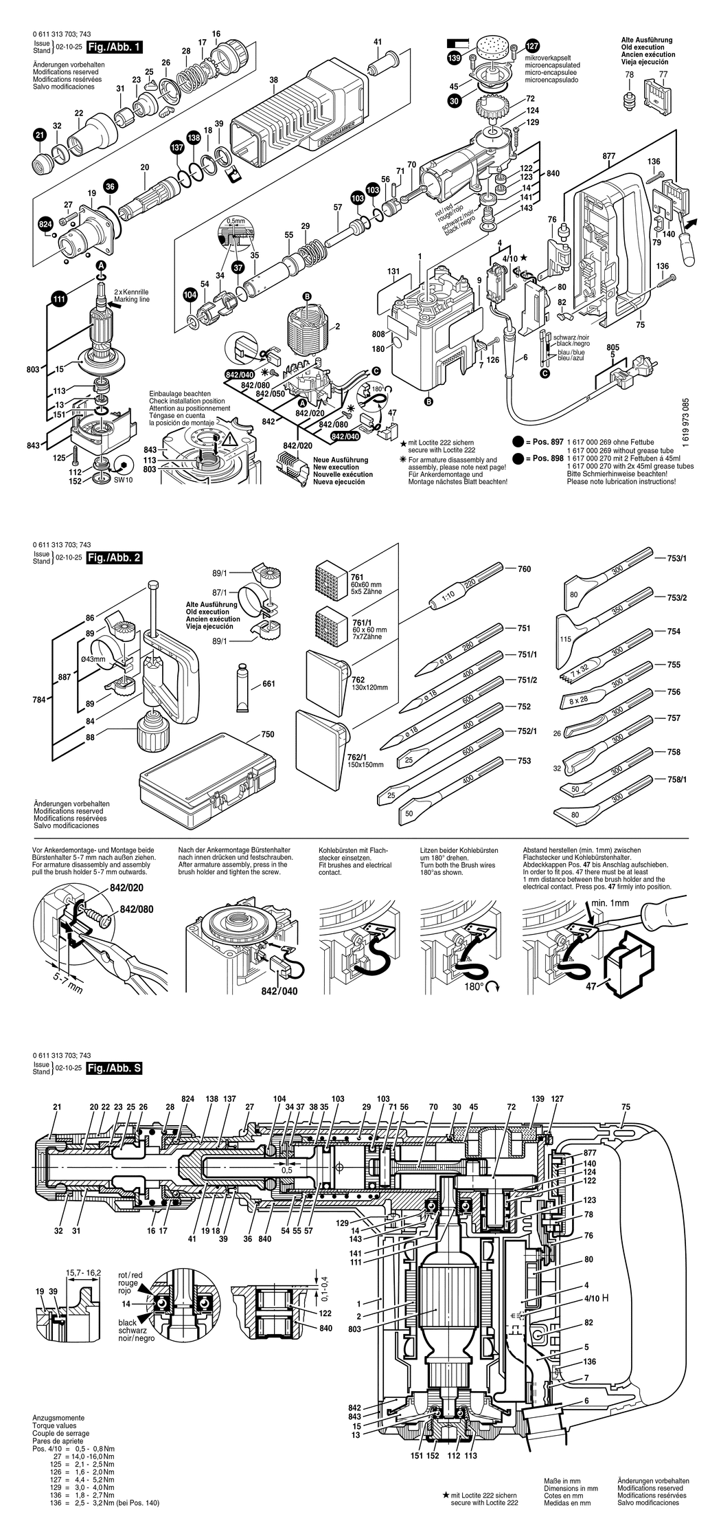 Bosch GSH 5 CE / 0611313732 / CH 230 Volt Spare Parts