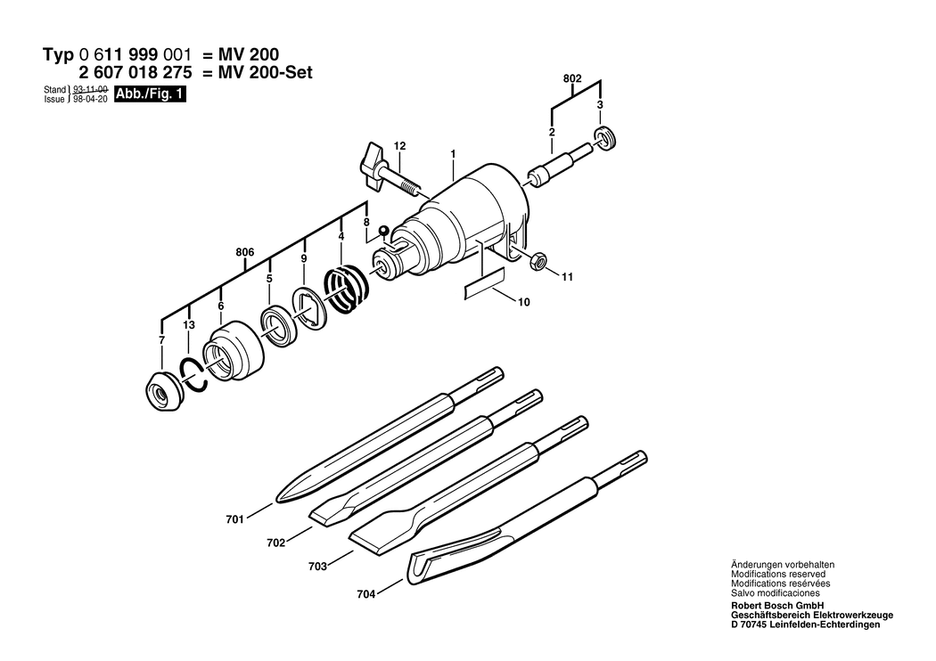 Bosch MV 200 / 0611999001 / --- Spare Parts