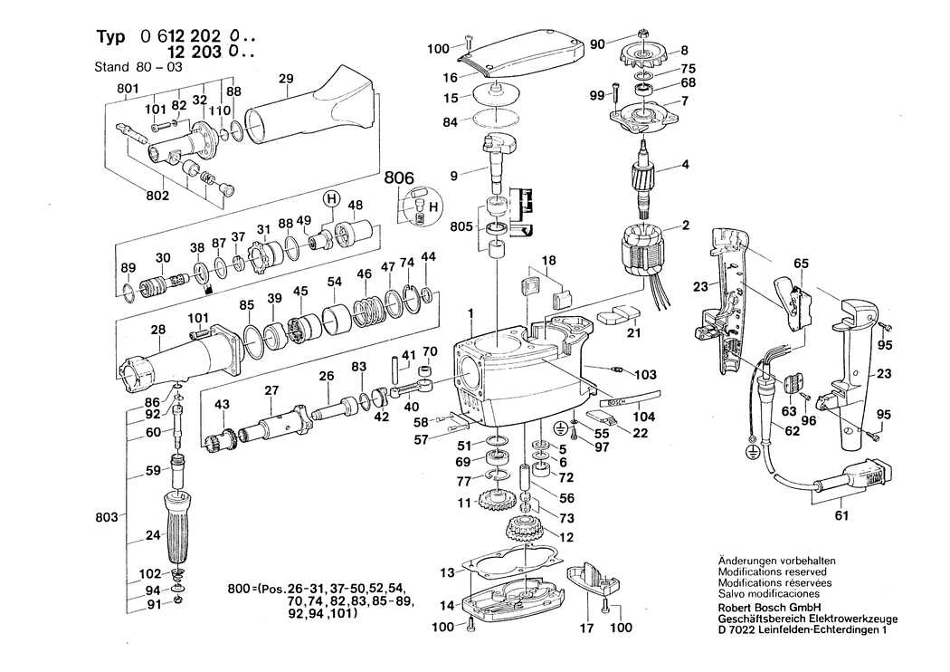 Bosch ---- / 0612202061 / CH 115 Volt Spare Parts