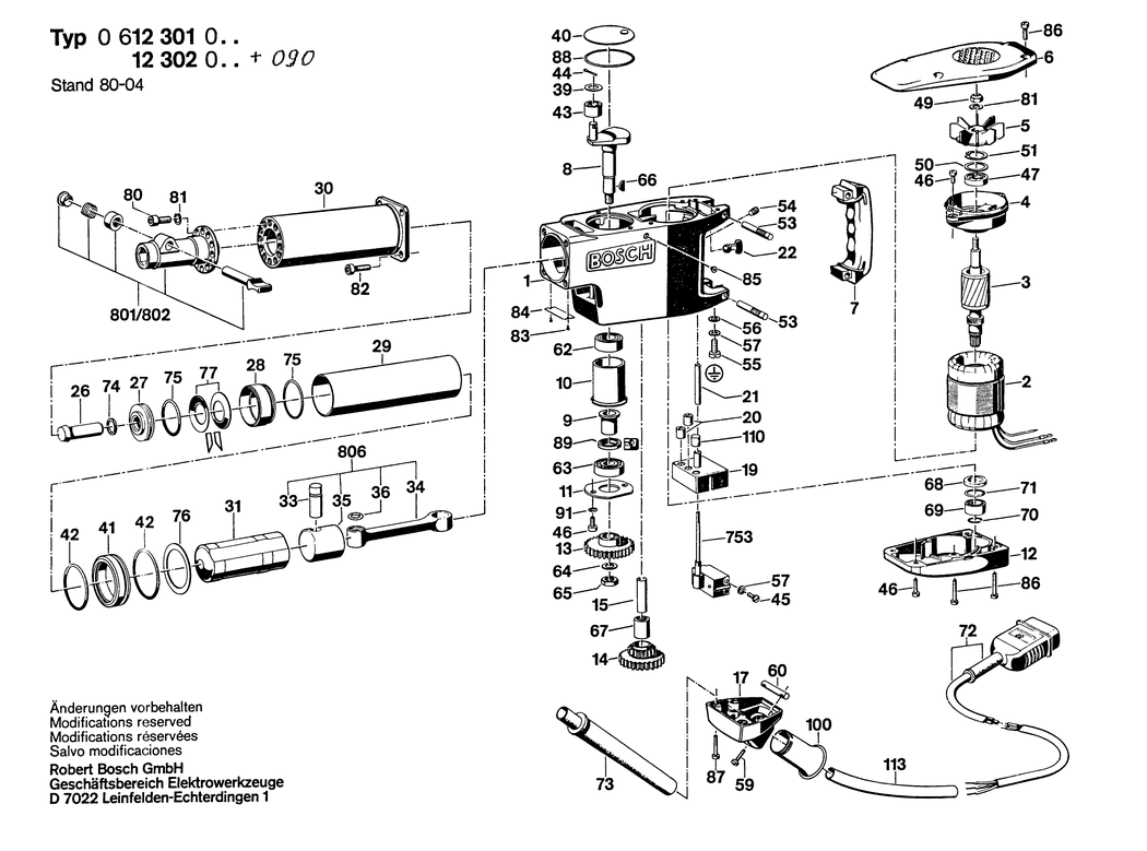 Bosch ---- / 0612301003 / --- 115 Volt Spare Parts
