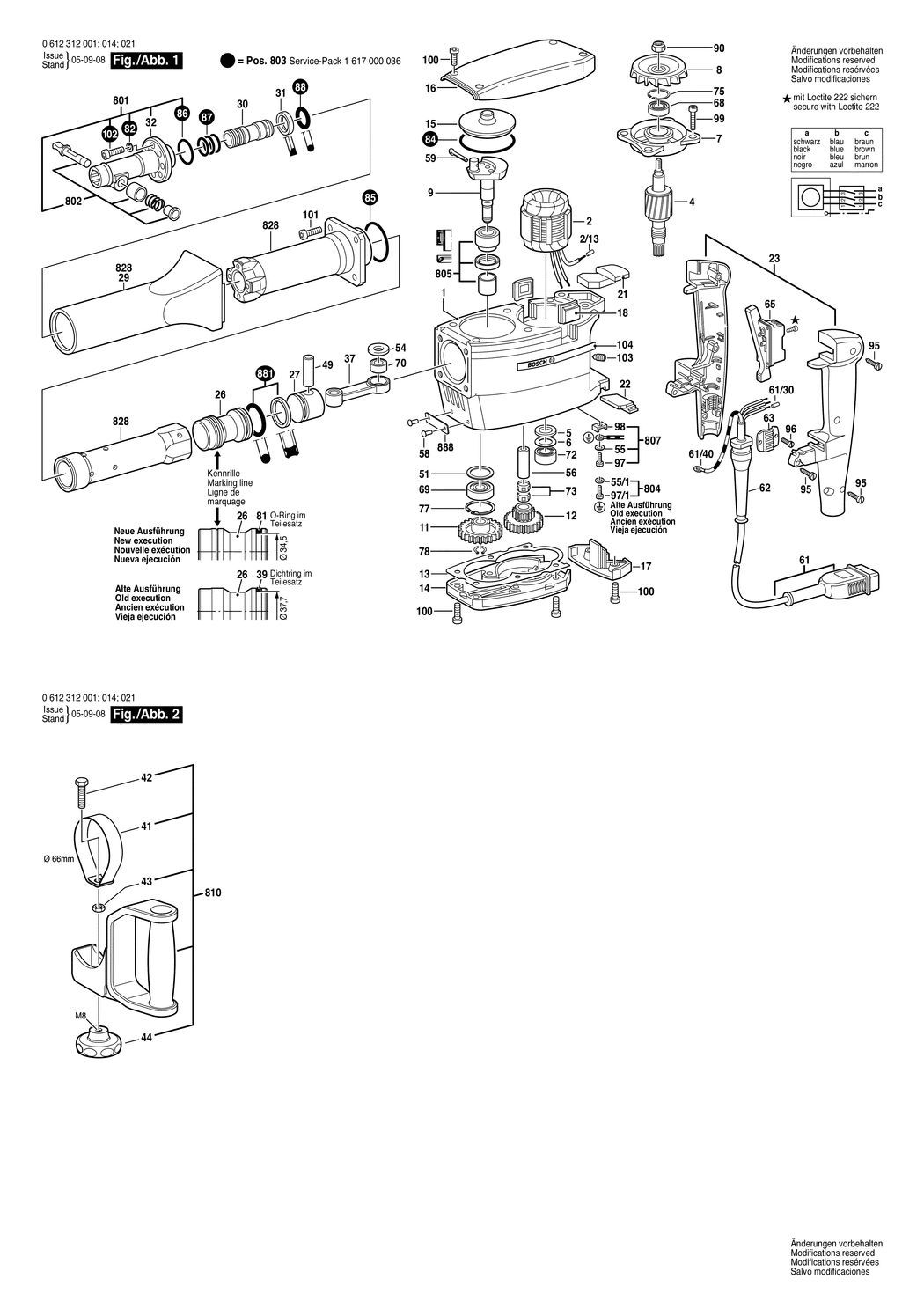 Bosch HSH 10 / 0612312001 / --- 250 Volt Spare Parts