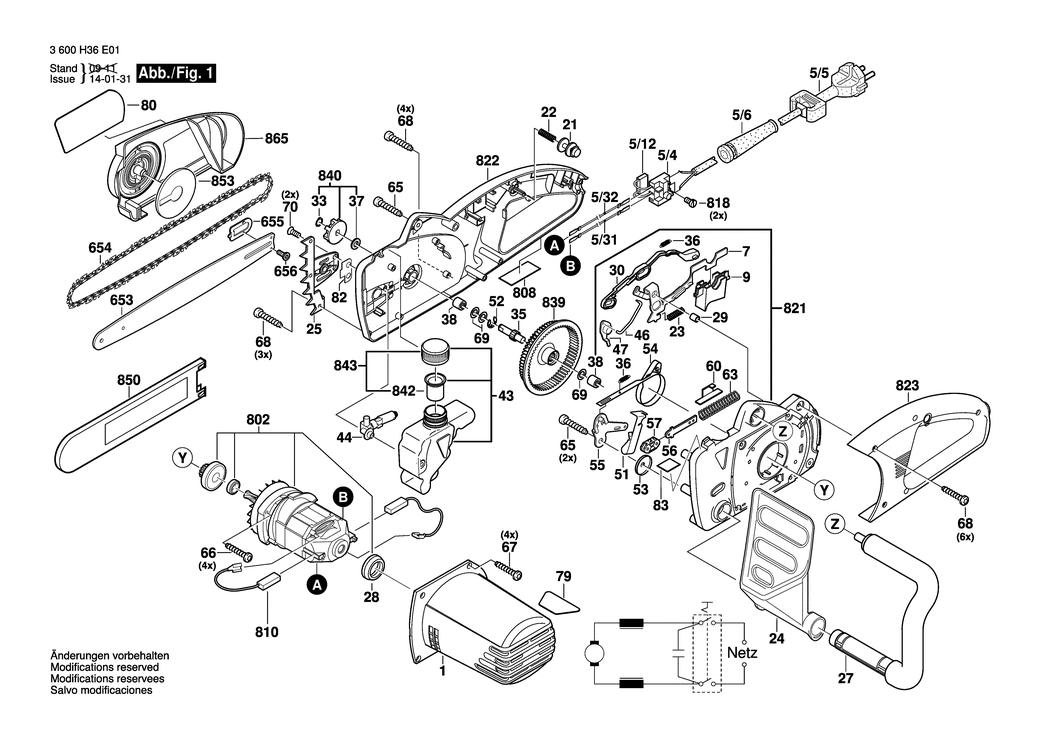 Bosch AKE 35-19 S / 3600H36E01 / EU 230 Volt Spare Parts