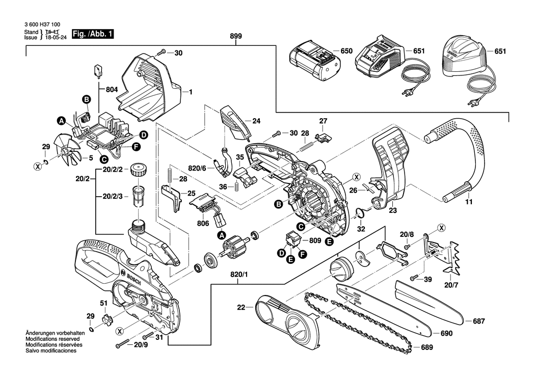 Bosch AKE 30 LI / 3600H37100 / EU 36 Volt Spare Parts