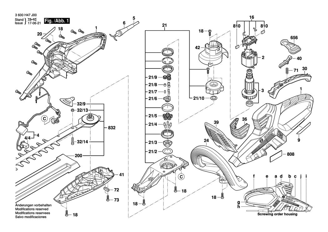 Bosch AHS 65-34 / 3600H47J30 / CH 230 Volt Spare Parts