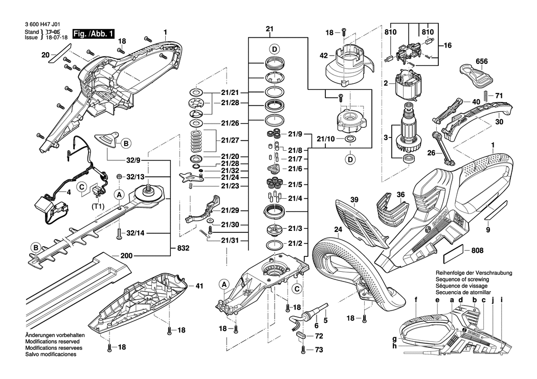 Bosch AHS 70-34 / 3600H47K01 / EU 230 Volt Spare Parts