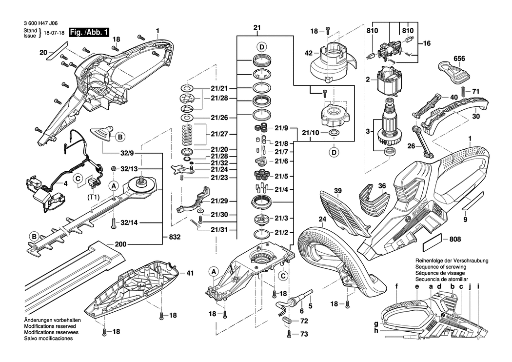 Bosch AHS 70-34 / 3600H47K74 / GB 230 Volt Spare Parts