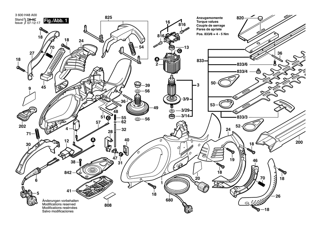 Bosch AHS 6000 PRO-T / 3600H48A30 / CH 230 Volt Spare Parts